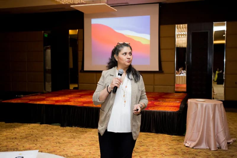 Menka Sharma speaking